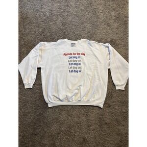 VTG 90s Agenda For The Day Funny‎ Dog Sweatshirt Size 2XL XXL Hanes